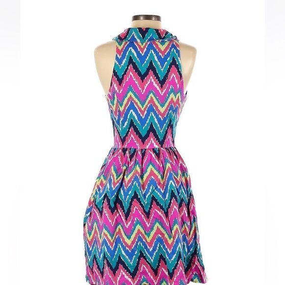 Lilly Pulitzer Sherlyn Hearts A Flutter Multicolored Chevron Collared Dress 6 - Picture 16 of 16